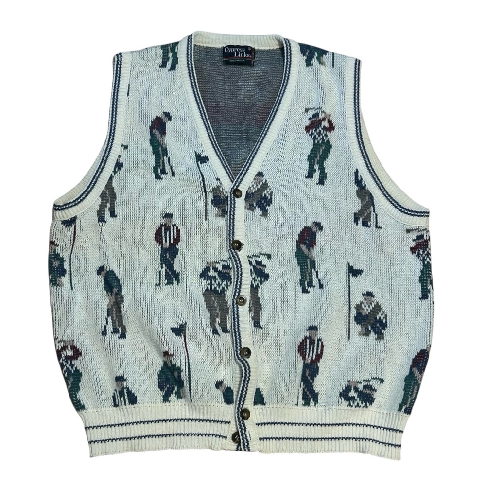 Vintage Cypress Links Golf Sweater Vest Size Large Made In USA